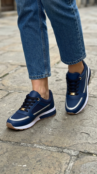 Sneakers Comode con Profilo Metallizzato