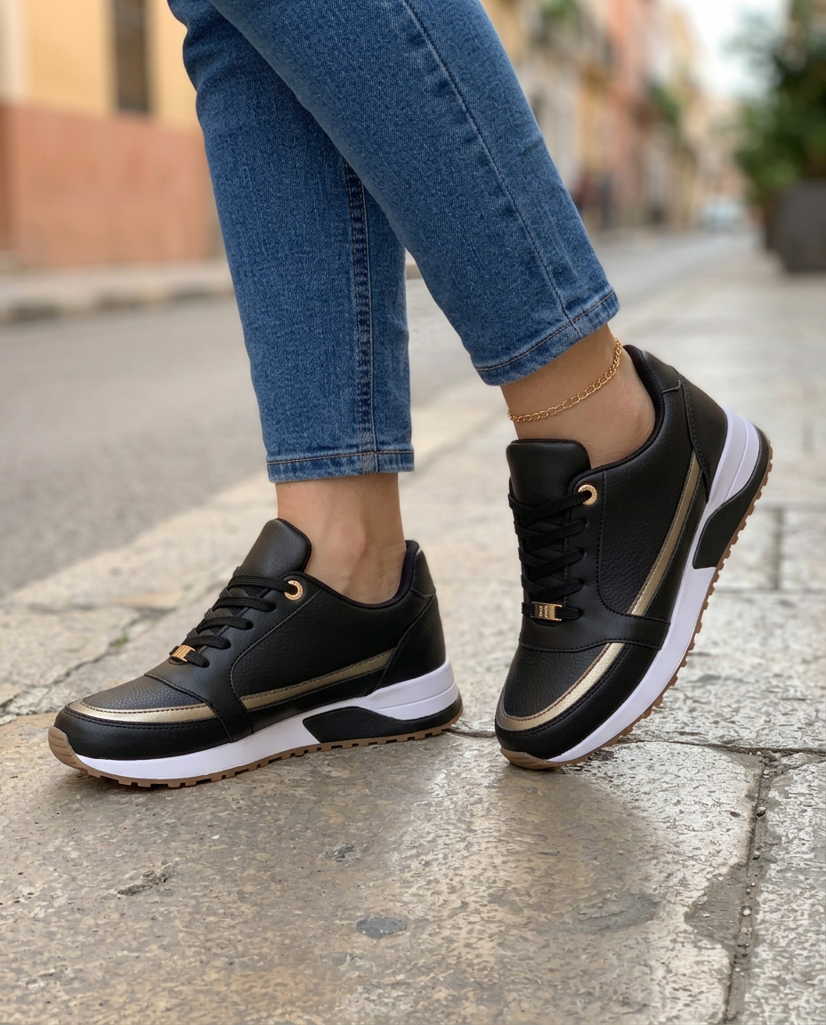 Sneakers Comode con Profilo Metallizzato