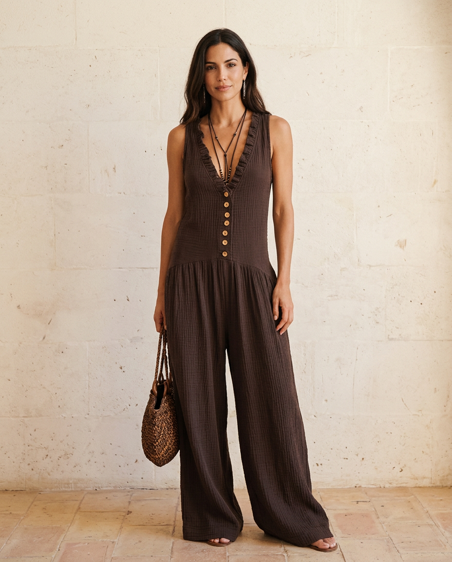 Giorgia | Jumpsuit lunga a gamba larga con bottoni