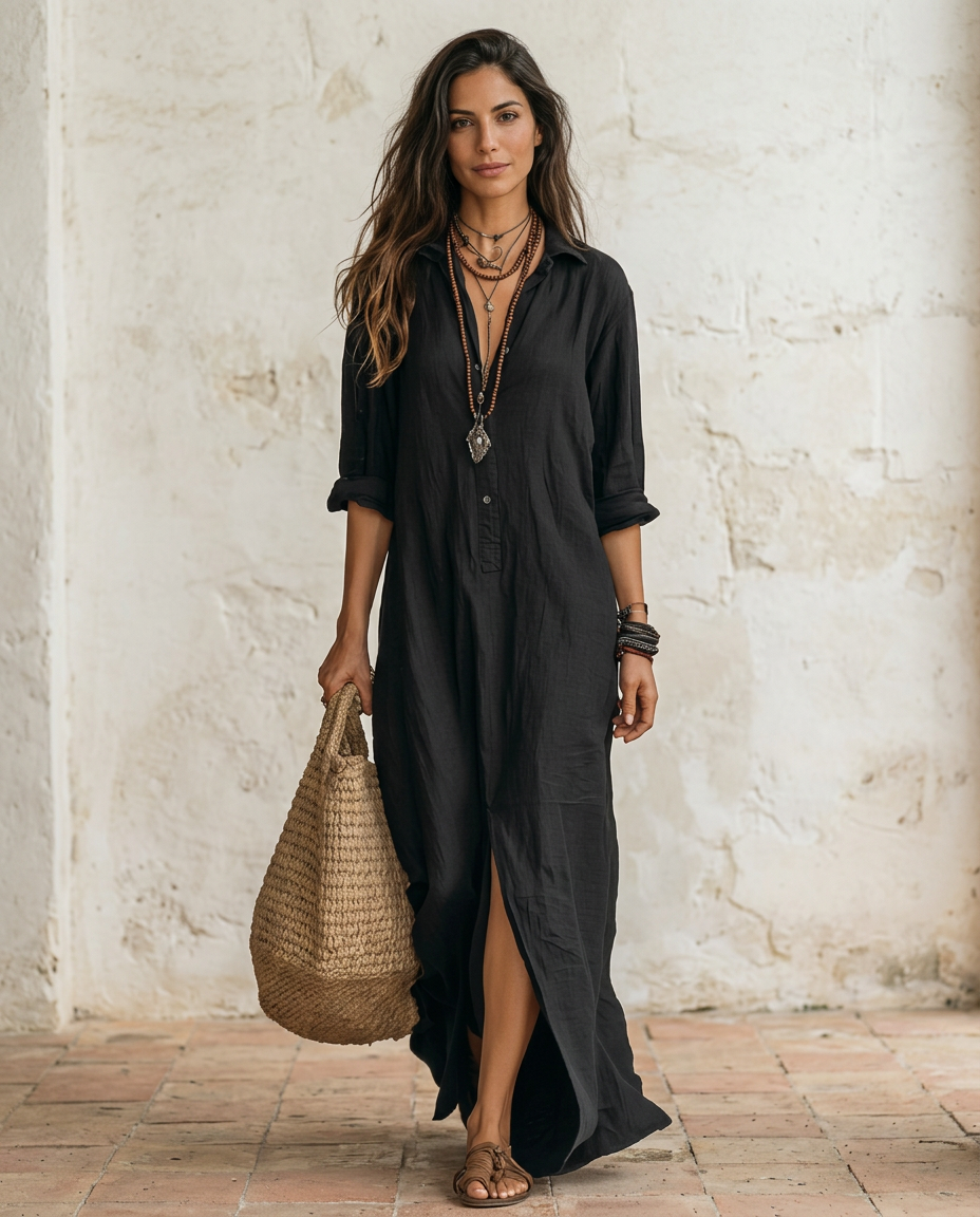 Nora | Abito Camicia Lungo in Lino