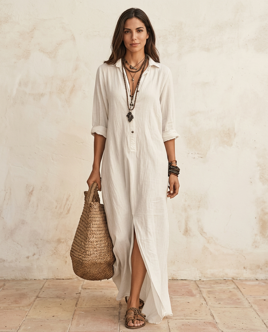 Nora | Abito Camicia Lungo in Lino
