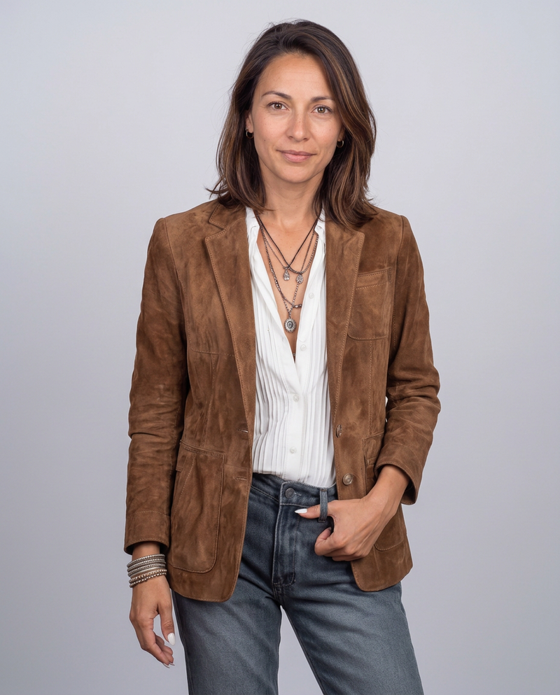 Blazer Monopetto Effetto Camoscio