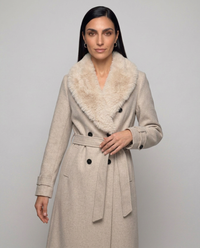 Cappotto Ginevra — Doppiopetto con Collo in Ecopelliccia