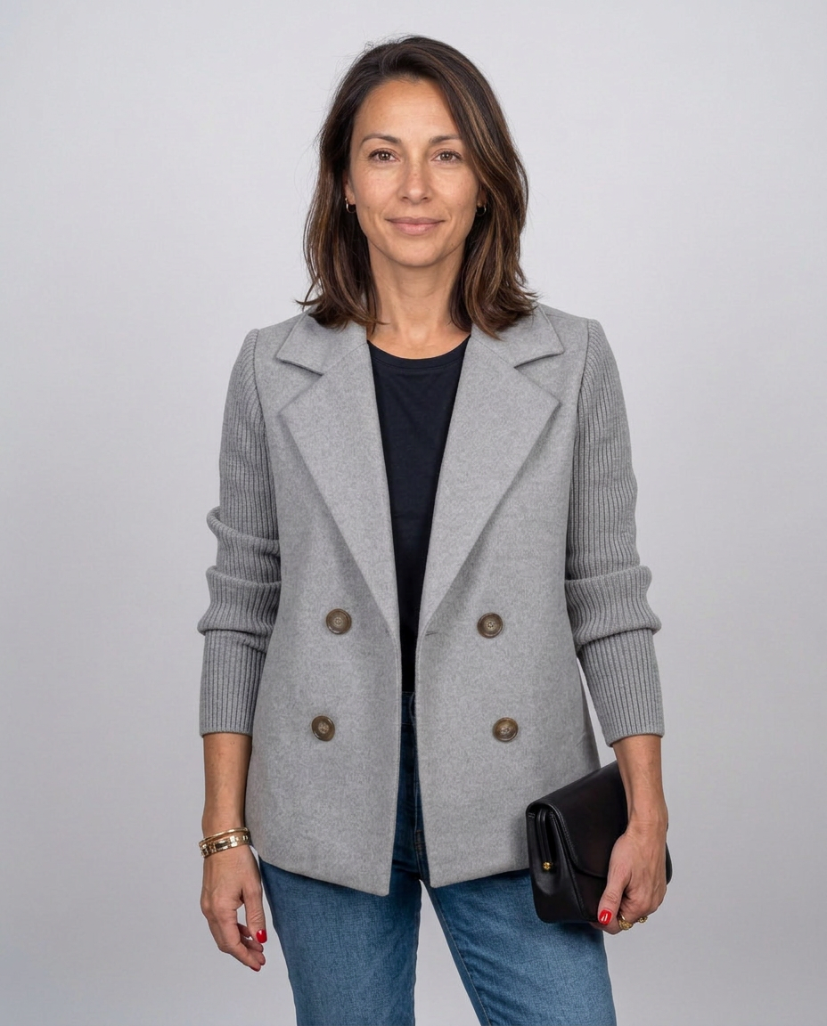 Giacca Doppiopetto Elena — Maniche in Maglia