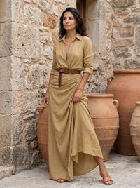 Allegra | Robe chemise longue drapée