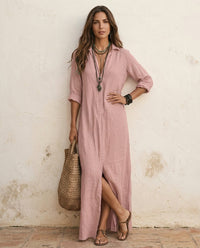 Nora | Abito Camicia Lungo in Lino