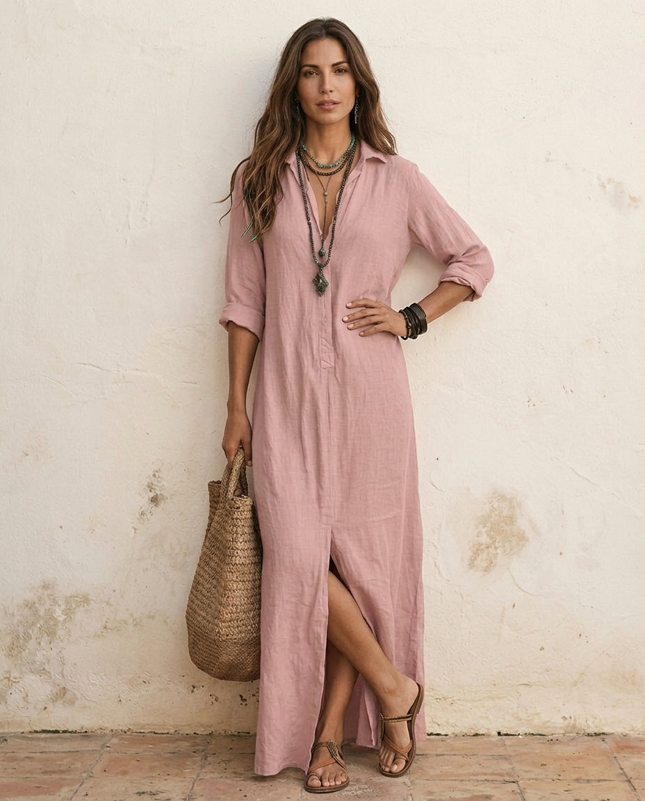 Nora | Abito Camicia Lungo in Lino