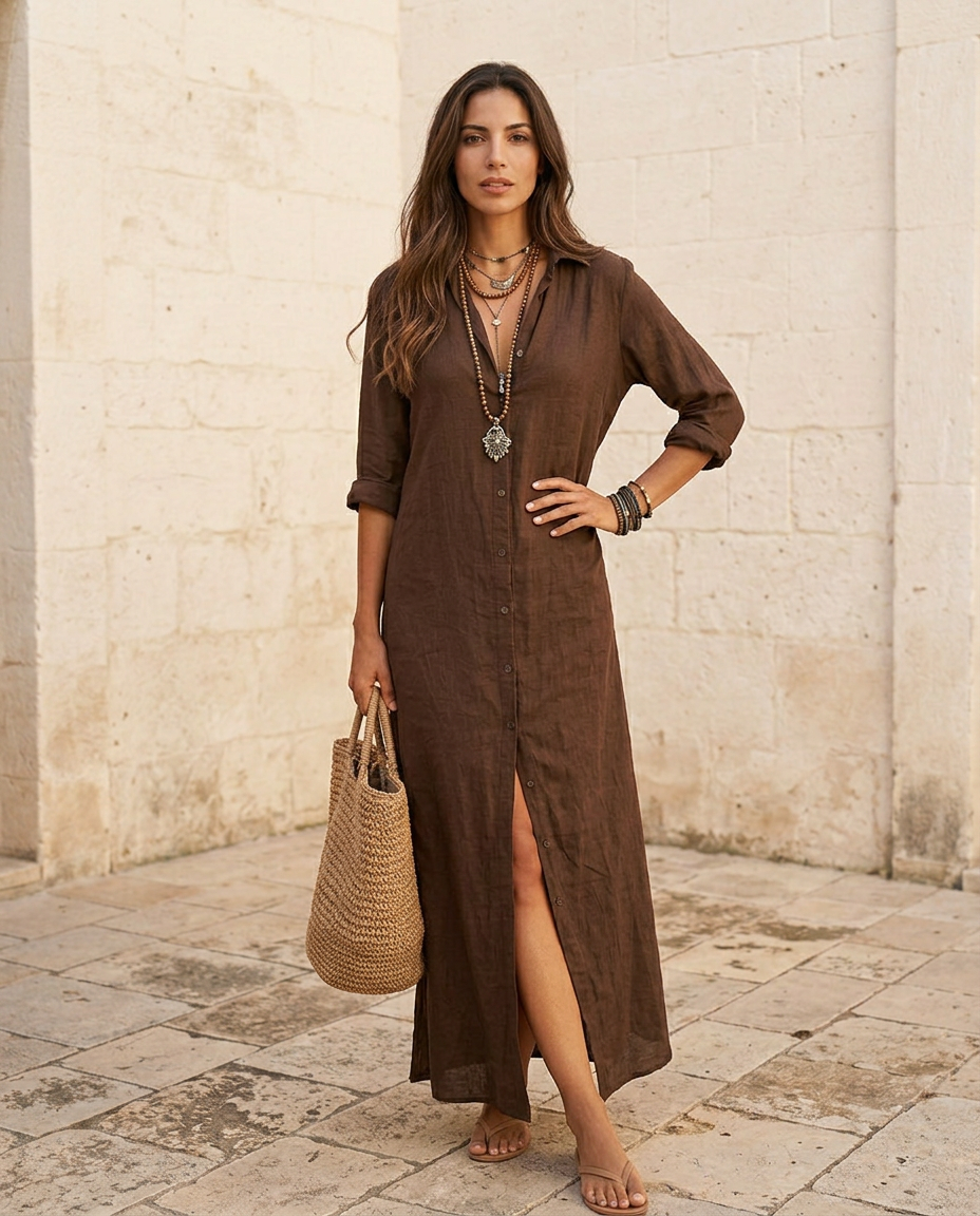 Nora | Abito Camicia Lungo in Lino