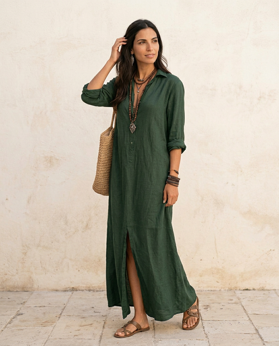 Nora | Abito Camicia Lungo in Lino