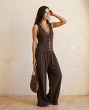 Giorgia | Jumpsuit lunga a gamba larga con bottoni
