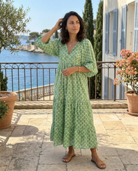 Marcella | Abito Midi a Stampa con Manica a Tre Quarti e Scollo a V