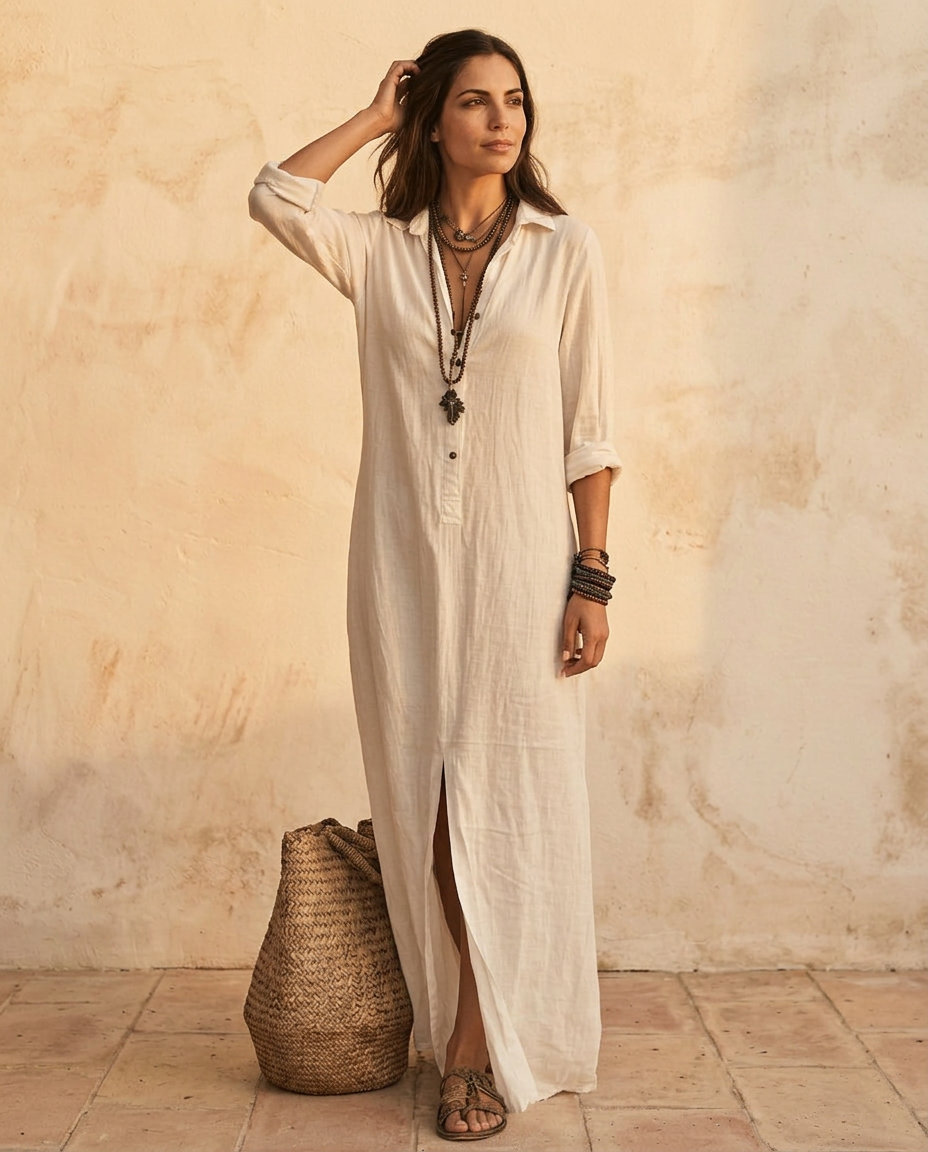 Nora | Abito Camicia Lungo in Lino
