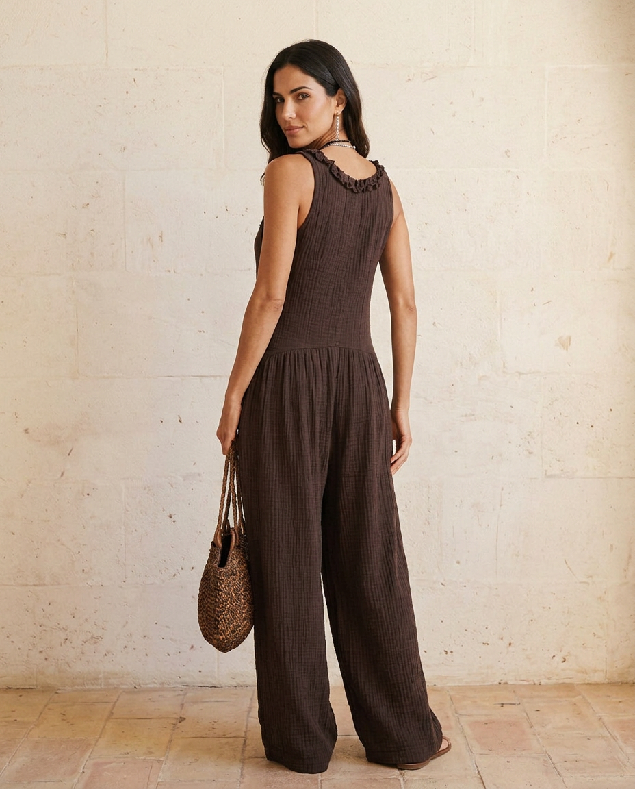 Giorgia | Jumpsuit lunga a gamba larga con bottoni