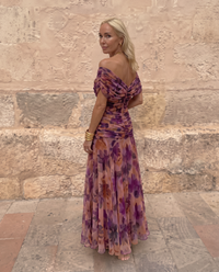 Amalia | Abito Lungo in Chiffon con Stampa Floreale
