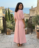 Emma | Abito Midi con Scollo a V, Manica Corta e Vita Arricciata