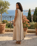 Sole | Abito Lungo Drappeggiato Smanicato con Girocollo