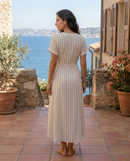Assunta | Abito Midi con Scollo a V, Manica Corta e Vita Incrociata