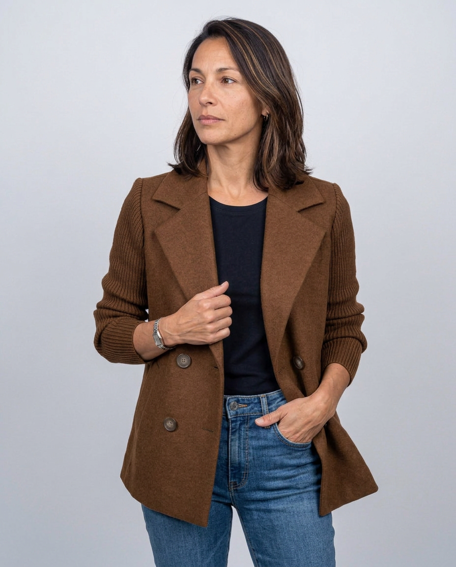 Giacca Doppiopetto Elena — Maniche in Maglia