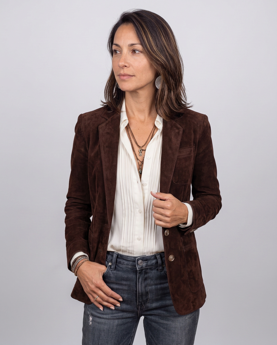 Blazer Monopetto Effetto Camoscio