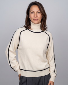 Dolcevita in Maglia con Profili a Contrasto