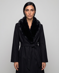 Cappotto Ginevra — Doppiopetto con Collo in Ecopelliccia