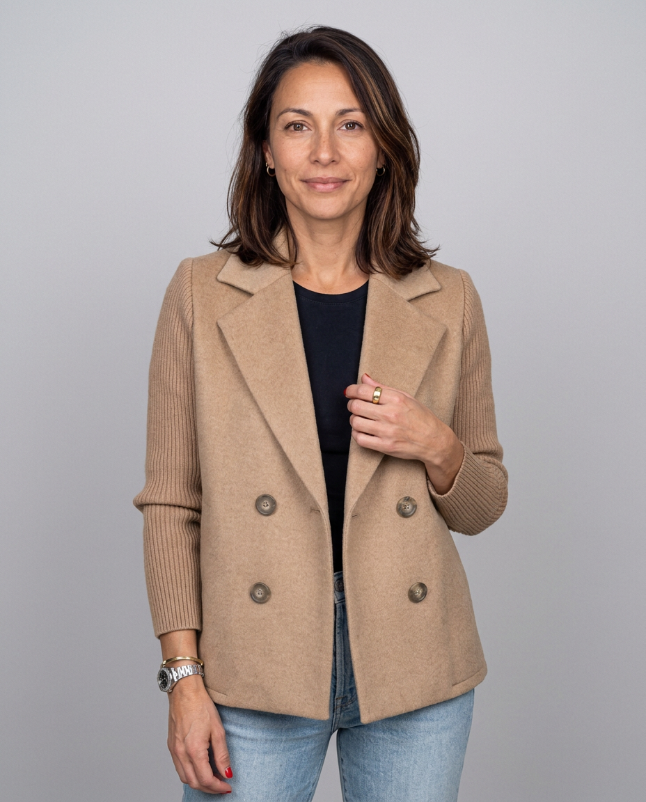 Giacca Doppiopetto Elena — Maniche in Maglia
