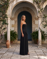 Vittoria | Abito Lungo Bustier con Spacco e Foulard