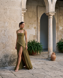Vittoria | Abito Lungo Bustier con Spacco e Foulard