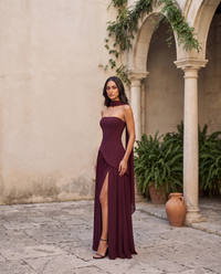 Vittoria | Abito Lungo Bustier con Spacco e Foulard