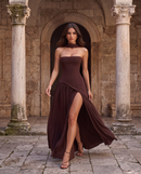 Vittoria | Abito Lungo Bustier con Spacco e Foulard