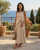 Sole | Abito Lungo Drappeggiato Smanicato con Girocollo