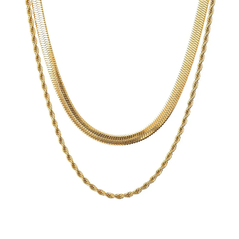 Malena — Set di 2 Collane Placcate Oro 18K