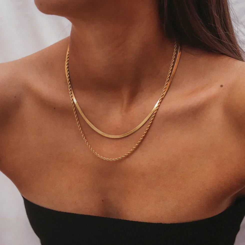 Malena — Set di 2 Collane Placcate Oro 18K