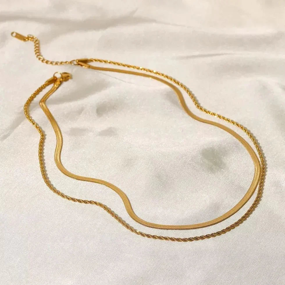 Malena — Set di 2 Collane Placcate Oro 18K