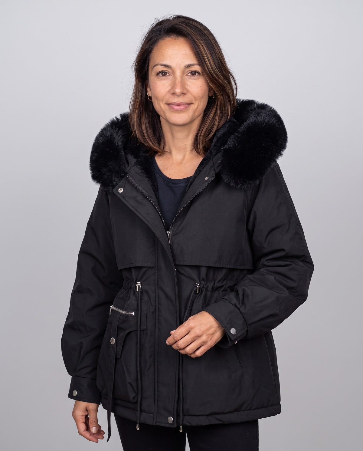Parka Cervinia — Cappuccio in Ecopelliccia e Coulisse in Vita