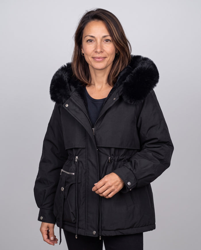 Parka Cervinia — Capucha de Pelo Sintético y Cordón en la Cintura
