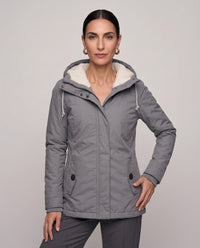 Parka Livigno con cappuccio e interno in sherpa — Grigio