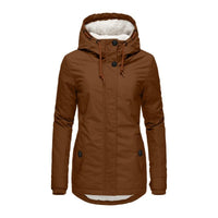 Parka Livigno con cappuccio e interno in sherpa — Cognac
