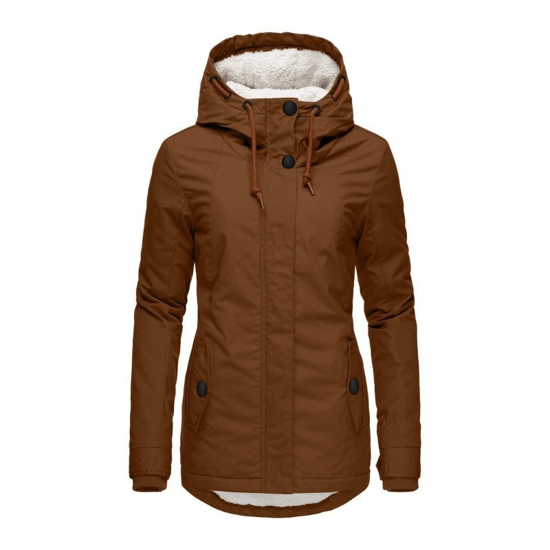 Parka Livigno con cappuccio e interno in sherpa — Cognac