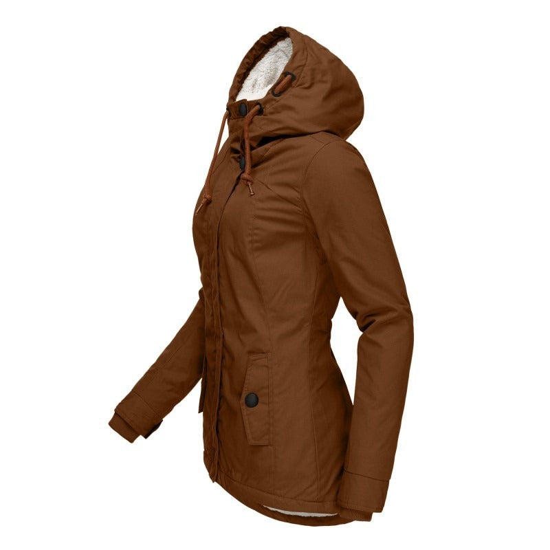 Parka Livigno con cappuccio e interno in sherpa — Cognac