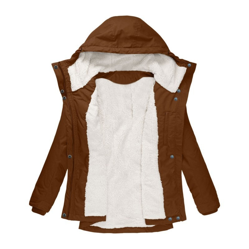 Parka Livigno con cappuccio e interno in sherpa — Cognac