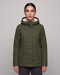 Parka Livigno con cappuccio e interno in sherpa — Verde Militare
