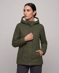 Parka Livigno con cappuccio e interno in sherpa — Verde Militare