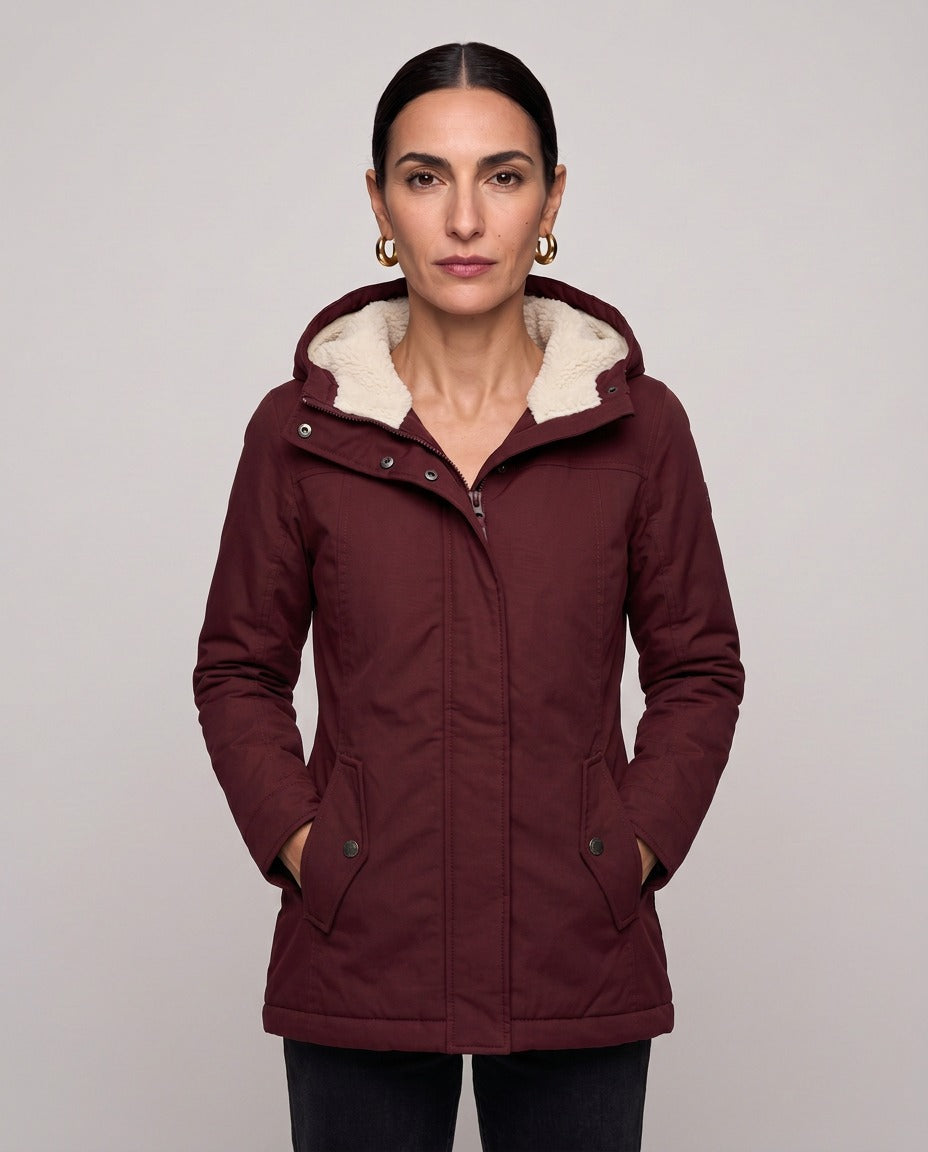 Parka Livigno con cappuccio e interno in sherpa — Bordeaux