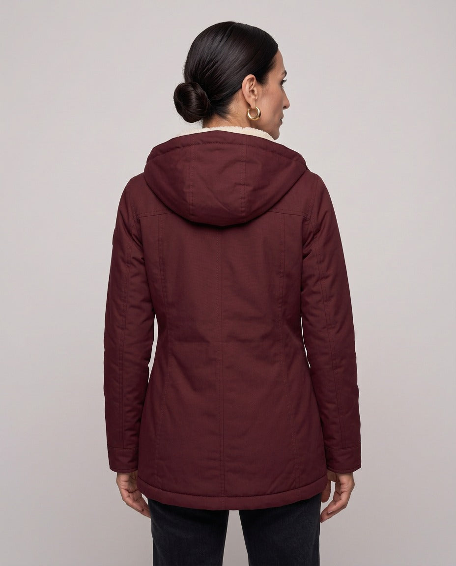 Parka Livigno con cappuccio e interno in sherpa — Bordeaux