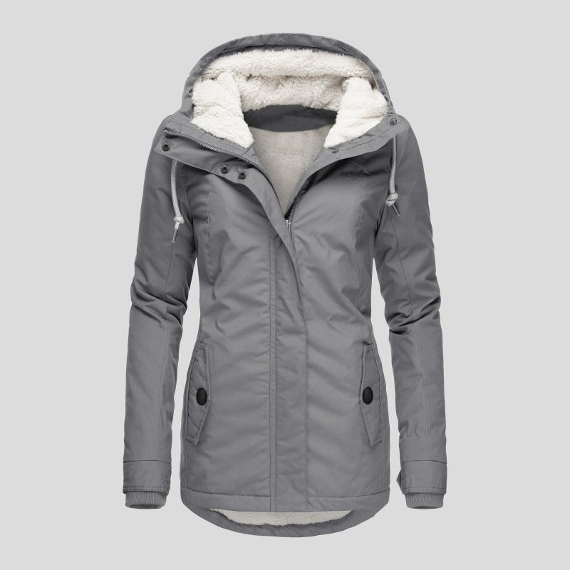 Parka Livigno con cappuccio e interno in sherpa — Grigio
