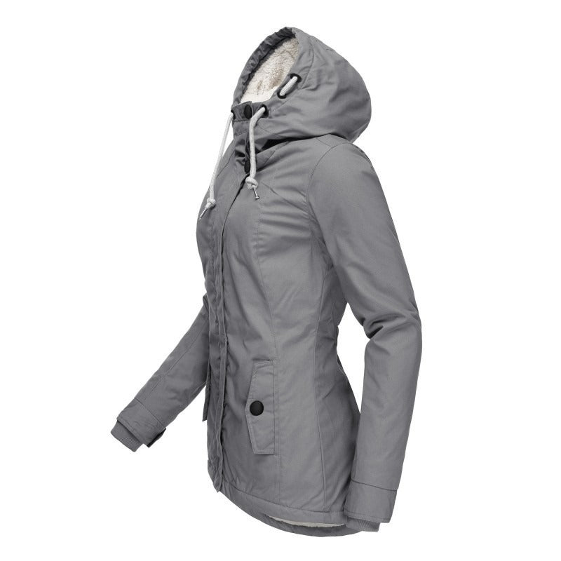 Parka Livigno con cappuccio e interno in sherpa — Grigio