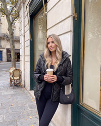Piumino Serena trapuntato con cappuccio — Nero