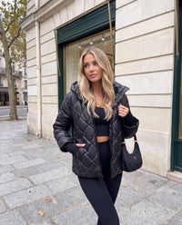 Piumino Serena trapuntato con cappuccio — Nero