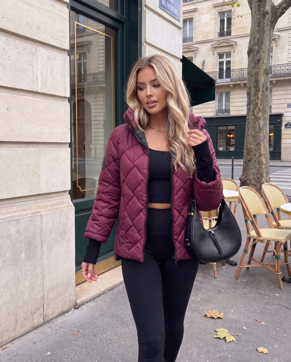 Piumino Serena trapuntato con cappuccio — Bordeaux